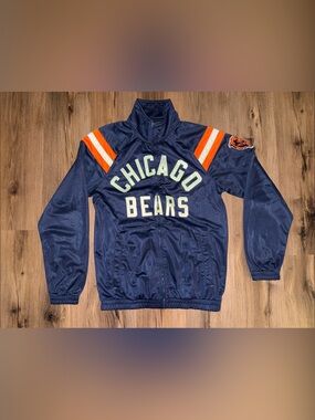 NFL Chicago Bears Navy and Orange Varsity Bomber Jacket - Men